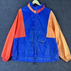 Pacific Trail Jacket Mens Large Orange Colorblock Hooded Pullover Windbreaker